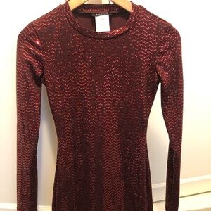 B Darlin Burgundy Sequin Long Sleeve Dress